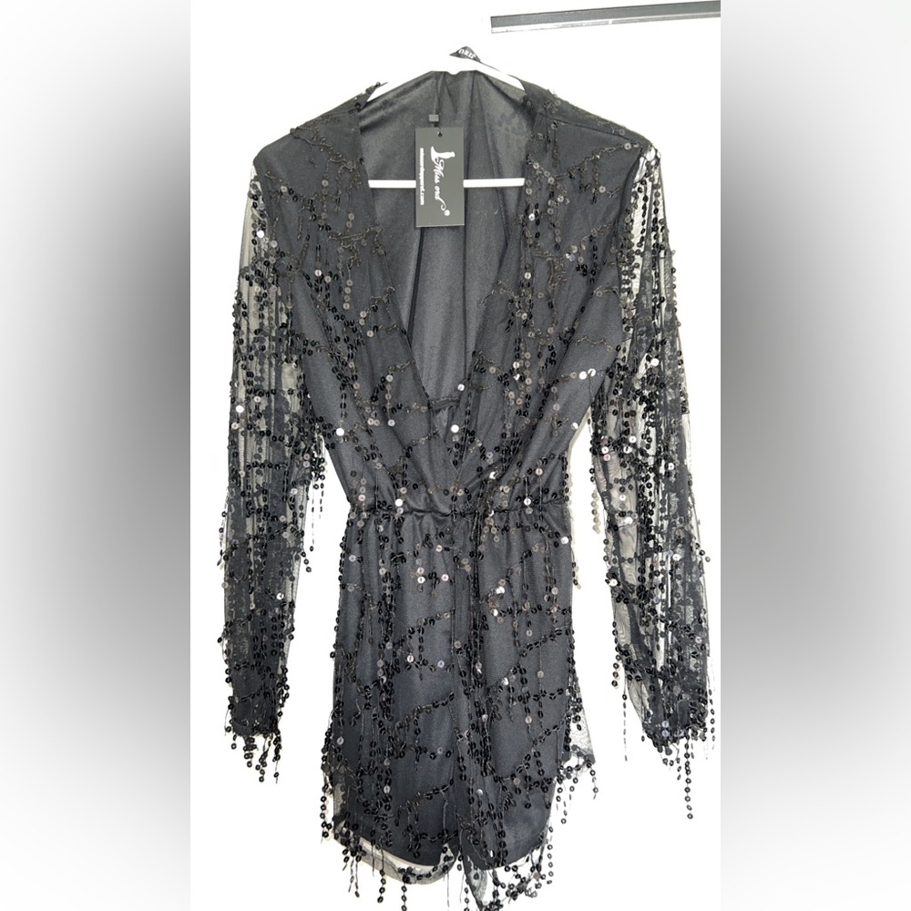 Black Sequin Romper